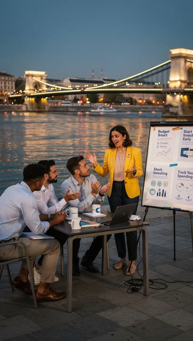 Rendezett könyvek és tananyag egy asztalon, amely személyes pénzügyi tanulást segít elő.